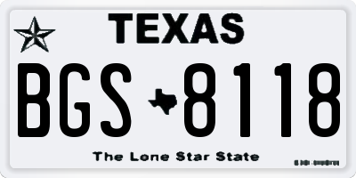 TX license plate BGS8118