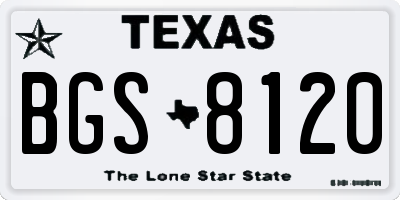 TX license plate BGS8120