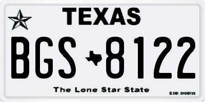TX license plate BGS8122