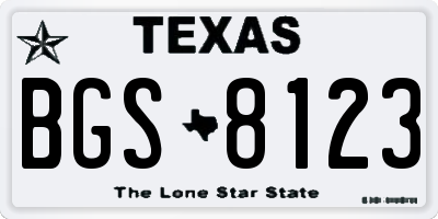TX license plate BGS8123