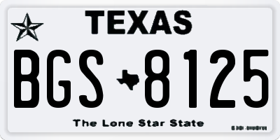TX license plate BGS8125
