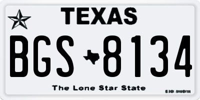TX license plate BGS8134