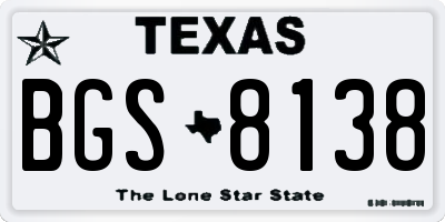 TX license plate BGS8138