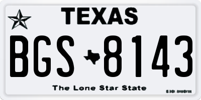 TX license plate BGS8143