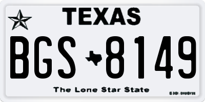 TX license plate BGS8149