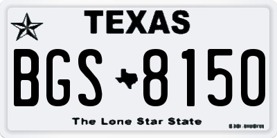 TX license plate BGS8150