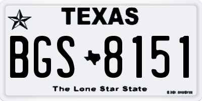 TX license plate BGS8151