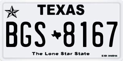 TX license plate BGS8167