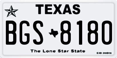 TX license plate BGS8180