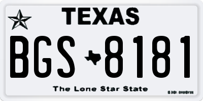 TX license plate BGS8181