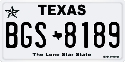 TX license plate BGS8189