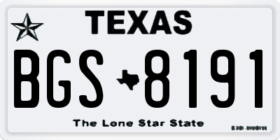 TX license plate BGS8191