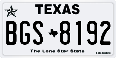 TX license plate BGS8192