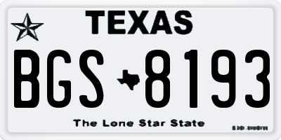 TX license plate BGS8193
