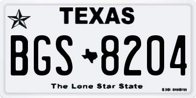 TX license plate BGS8204
