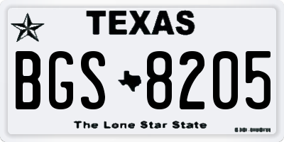 TX license plate BGS8205