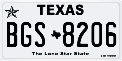 TX license plate BGS8206