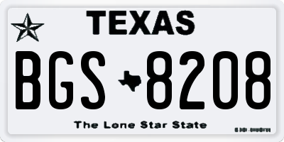 TX license plate BGS8208