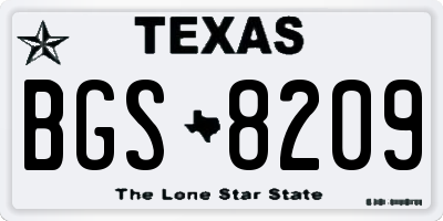 TX license plate BGS8209