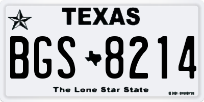 TX license plate BGS8214