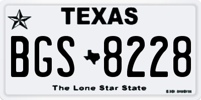 TX license plate BGS8228