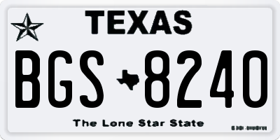 TX license plate BGS8240