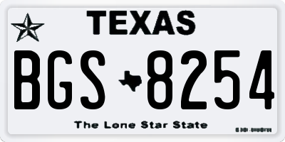 TX license plate BGS8254