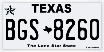 TX license plate BGS8260