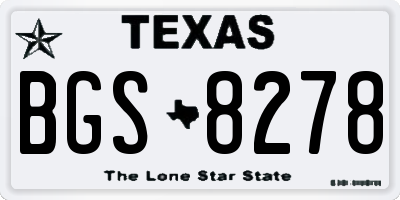 TX license plate BGS8278