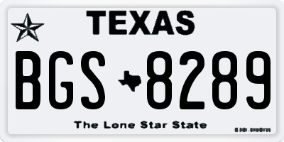 TX license plate BGS8289
