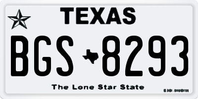 TX license plate BGS8293
