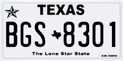 TX license plate BGS8301