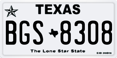 TX license plate BGS8308