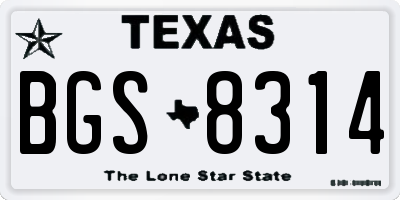 TX license plate BGS8314
