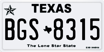 TX license plate BGS8315