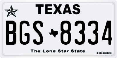 TX license plate BGS8334