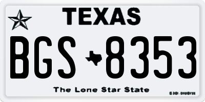 TX license plate BGS8353