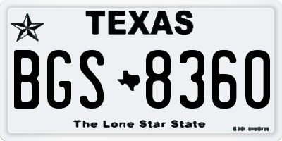 TX license plate BGS8360