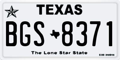 TX license plate BGS8371