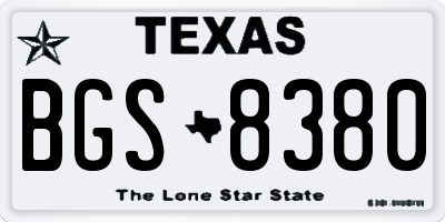 TX license plate BGS8380