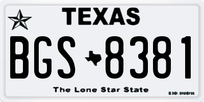 TX license plate BGS8381