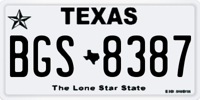 TX license plate BGS8387