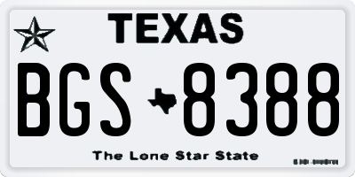 TX license plate BGS8388