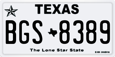 TX license plate BGS8389