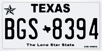 TX license plate BGS8394