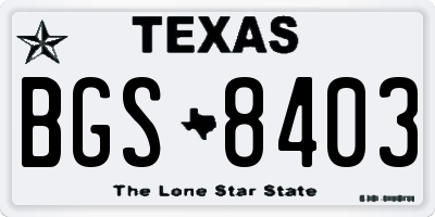 TX license plate BGS8403