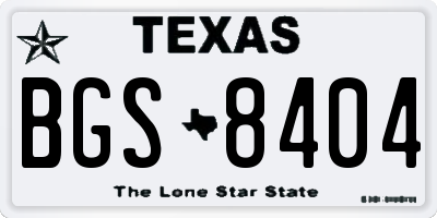 TX license plate BGS8404