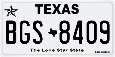 TX license plate BGS8409