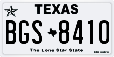 TX license plate BGS8410
