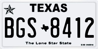 TX license plate BGS8412